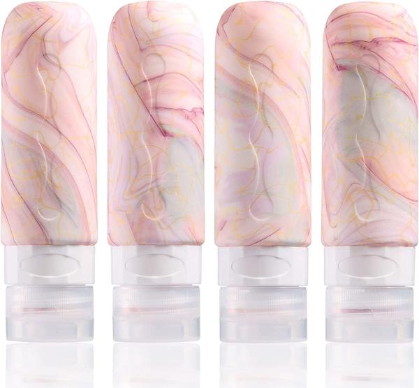 Toiletries Silicone Travel Bottle Kit 3oz Marble Color TSA Approved