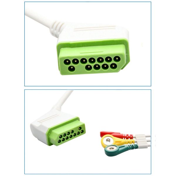 Japan Optoelectronics BSM-2301 Integrated 12-Pin ECG Lead Wire 4.0 Button Three-Lead Compatible EOS Medical Consumables