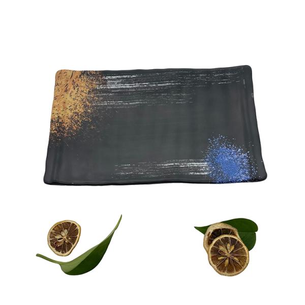 Home Matte Melamine Soup Plate 10 Inch Rectangle With Stripe Texture