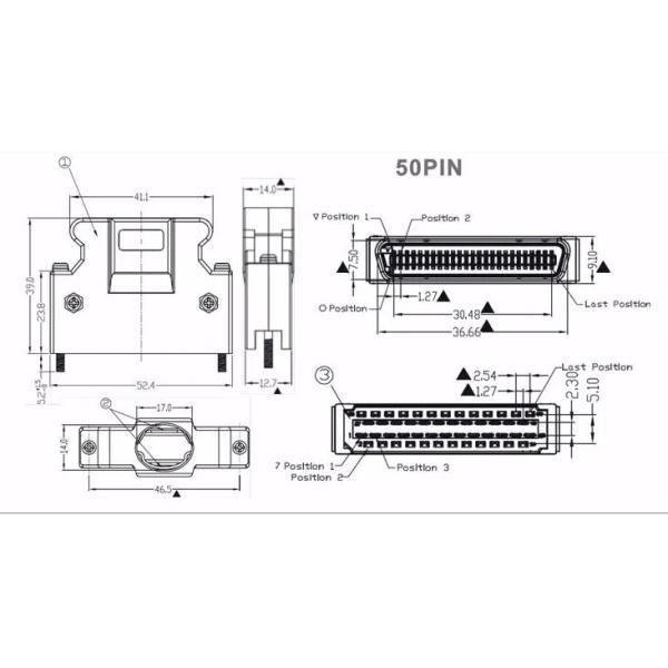 соединитель мужской штепсельной вилки держателя провода 50pin MDR для Sanyo Denki YASKAWA SERVOPACK