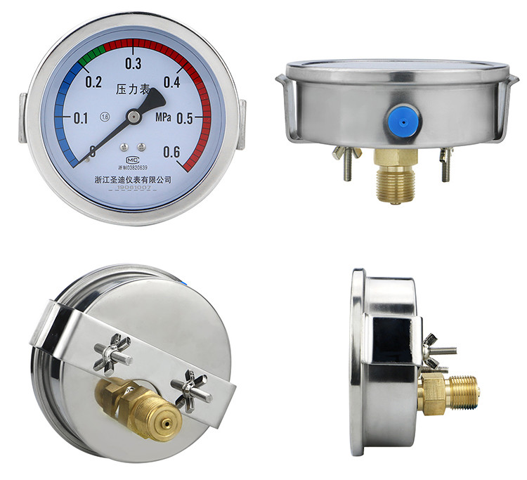 Clamp Type Design 100mm Axial Hydraulic Oil Pressure Gauge for Precise Measurements