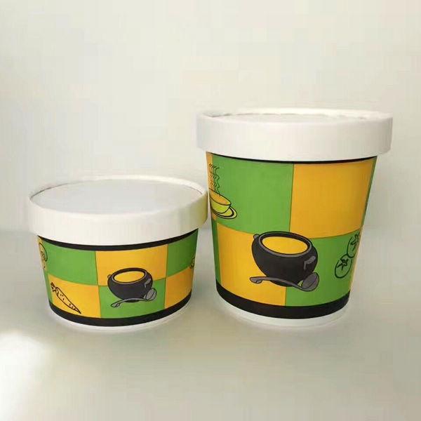 Bacias descartáveis para o gelado com tampa, Pe de papel das cubas do gelado revestido