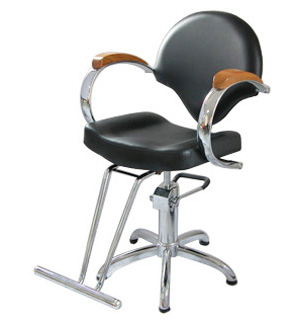 5 Stars Base Salon Hair Styling Chairs Chrome Armrest With Wood Materials