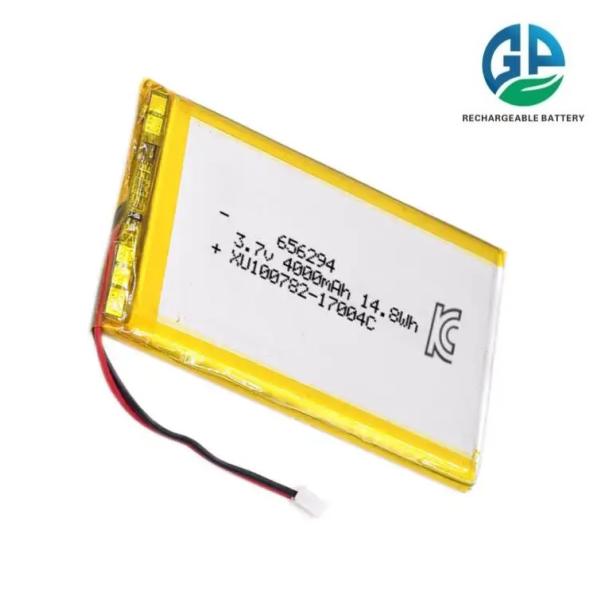 Li-ion polymère de haute puissance lipo 3.7V 4000mAh 656294 ou personnalisé Batterie polymère à ions de lithium de haute capacité