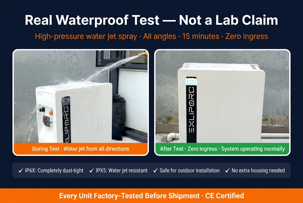 EXLIPORC 16.07kWh 314Ah High-Density LiFePO4 Home Battery with IP65 Waterproof Rating for Solar Energy Storage