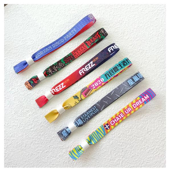 Party and Event RFID Wristbands Custom Satin Fabric with Logo Printing 350*15mm Size