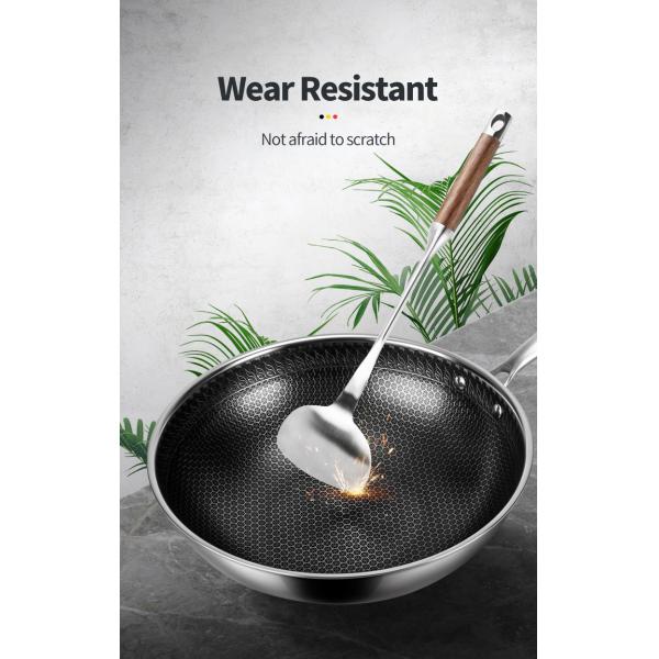 Honeycomb 32cm Frying Pan Silver 304 Stainless Steel Wok Non Stick 2.35kg