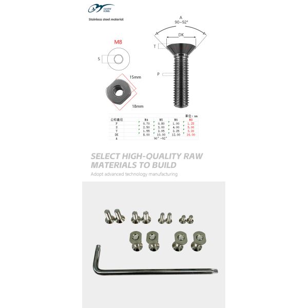 Stainless Steel Screws Surfing Wing Foil Front Wing Hydrofoil Accessory Part M8 M6