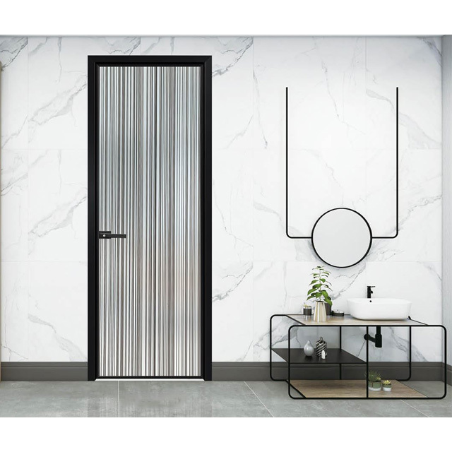 Single Layer Tempered Glass Kitchen Or Washroom Casement Glass Door Slim Frame