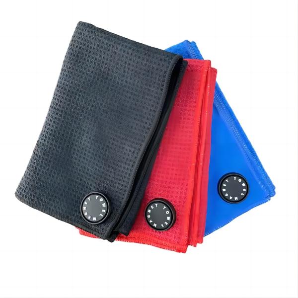 40*60cm sec rapide Tri-plier Golf serviette de golf de sport serviettes de golf en microfibre gaufre plaine serviette de golf avec crochet
