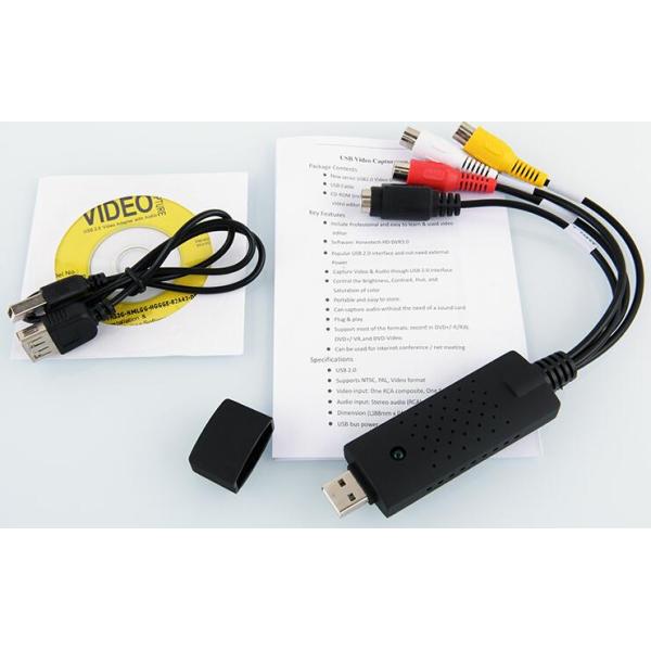 Black Cable Cubby Box , One Way USB Video Single Channel AV Signal Capture Data Acquisition Card