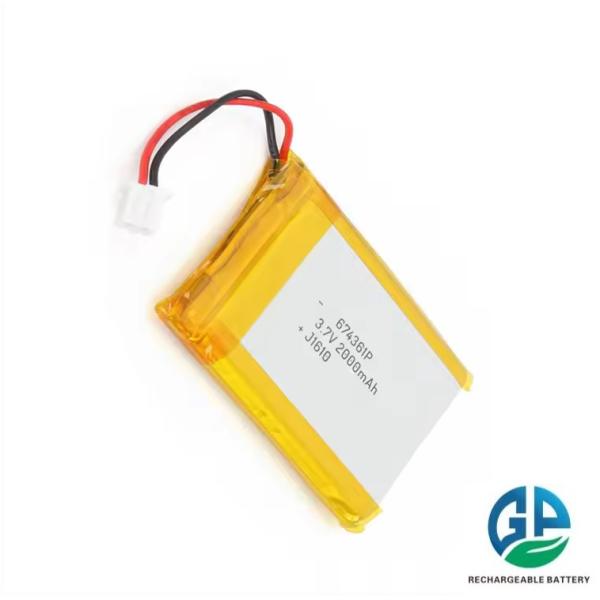 3.7v Rechargeable KC Lithium Polymer Battery 2000mah High Capacity Lipo Battery 674361 2000mah