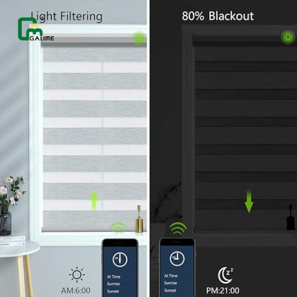 Zigbee 3.0 Mesh Motorized Smart Zebra Roller Blinds Remote Control Home Automation