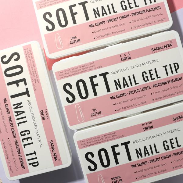 Finger-Friendly Gel Nail Tips 500Pcs Pre-shaped Full Cover Gelly Tips Clear Press on Nail for Gel Art Soak Off Extensions