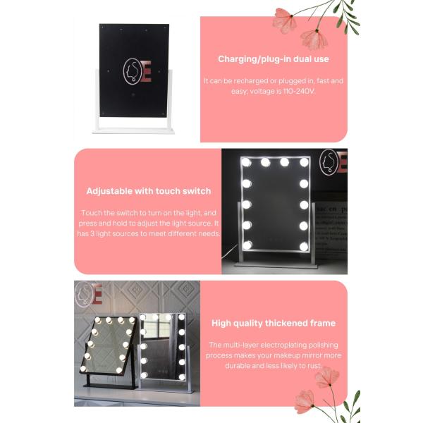 Custom 10x Vanity Illuminated Hollywood Mirrors Rotating Dresser