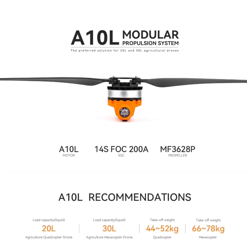 T-MOTOR A10L 12S 14S High Powerful Bldc Hexacopter Brushless Quadcopter UAV Agriculture Drone Motor Combo Kit for Beginner