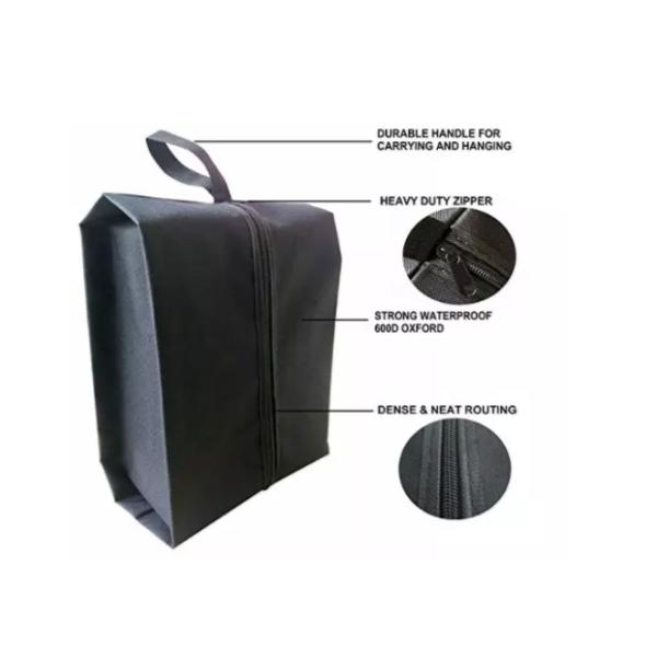 Waterproof 600D Non Woven Shopping Bag Oxford Travel Shoe Storage Organizer With Zipper Closure
