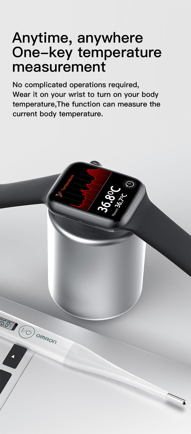 Smartwatch IWO W26+ Pro ECG обоев набора микросхем Mtk 1,75 дюймов