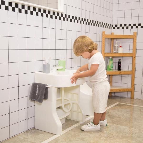 Children Size Plastic Wash Basin With Stand Free Standing Pedestal