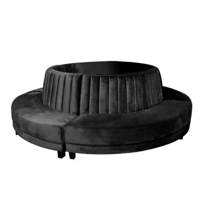 Tela de Sofa Black Curved Circular Velvet da sala de estar do clube da entrada do hotel