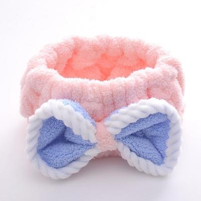 joli Bowknot pelucheux de bandeau du maquillage 300gsm pour le visage de lavage
