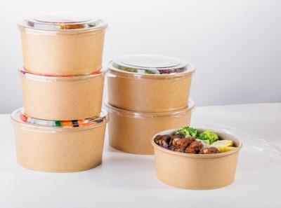 Home Disposable Leak Resistant Kraft Paper Bowls 600pcs / Carton Packing