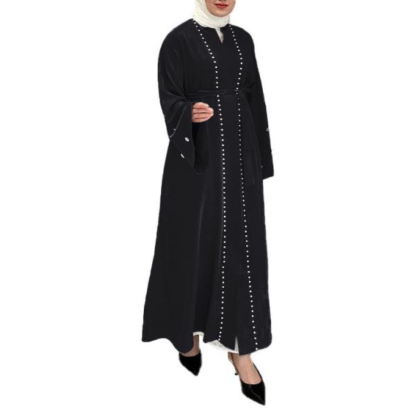 Tops Muçulmanos da moda Vestidos Muçulmanos Mulheres Cor Sólida Manga Flared Roupa Mosaico