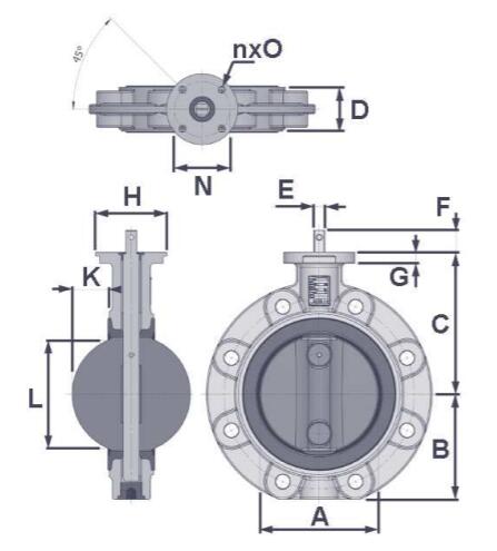 NBR Lined Marine Butterfly Valves Ductile Iron Made Lugged & Tapped