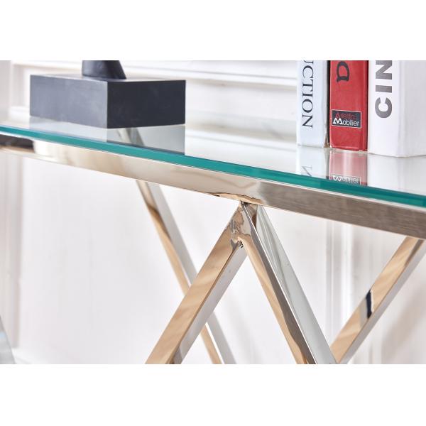 Electroplate 78cm 115cm Stainless Steel Glass Console Table