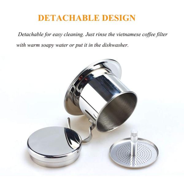 Stainless Steel Coffee Drip Brewer  Reusable Phin Infuser Strainer Pot