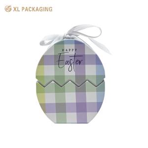 Custom Easter Egg Shaped Chocolate Gift Box 3 Pieces Set Packaging Box with White Ribbon & EVA Insert