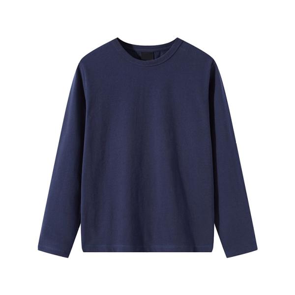 OEM Long Sleeve T Shirt Casual Pure Color Sweatshirt For Men 100% Cotton High Quality