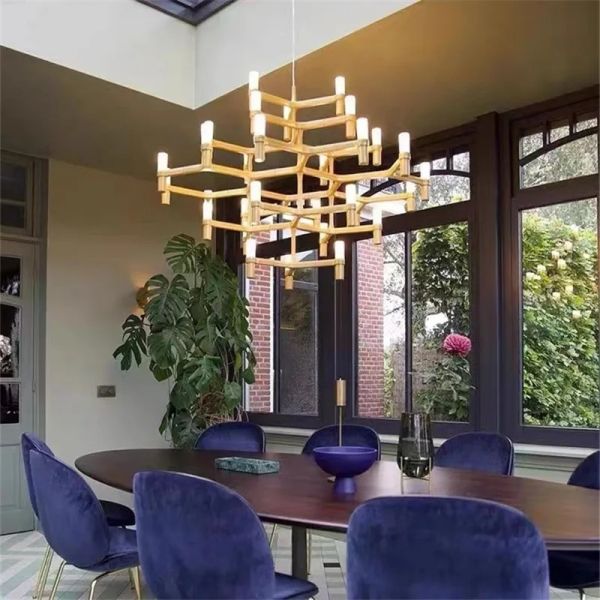 Crown Major Pendant lamp Nordic Tube chrome chandelier Crown Plana Mega Pendant(WH-AP-637)