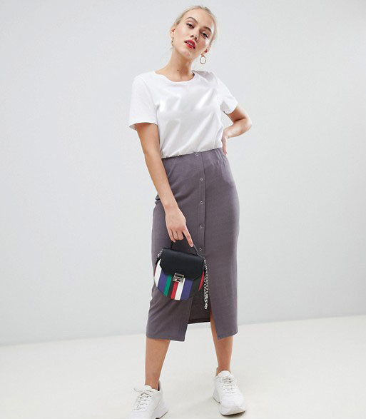 OEM wholesale factory price girls rib popper midi skirt