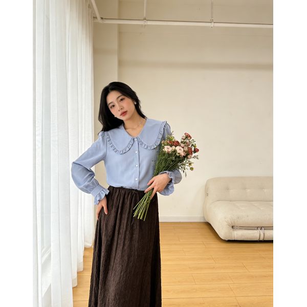 Textured Midi/Maxi Skirt - White Lace / Sage Green / Dark Brown