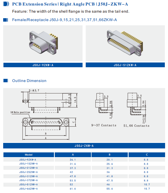Micro Rectangle MDM D Sub 9 Pins Connector Hermetic Sockets