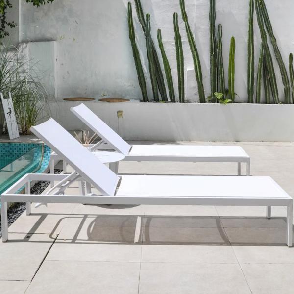 Outdoor Hotel Resort Patio Garden Sun Lounger Adjustable Aluminum Chaise Lounge Chair