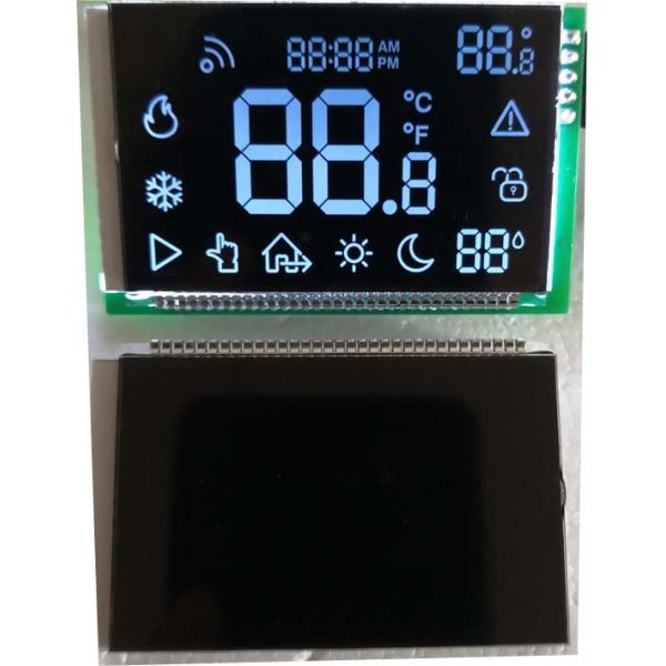 Factory OEM/ODM Customized Size Black Va 12 Digit LCD Screen Display For Hvac Thermostat