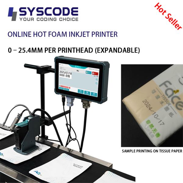 Syscode H200 Una impresora de alta velocidad de 600DPI para fechas, códigos y códigos QR en el embalaje.