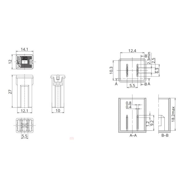 медленная женщина взрывателя плавкого патрона SBFC-JT 20A 25A 30A 40A 50A 60A JCASE штепсельной вилки дуновения 32V по своему типу