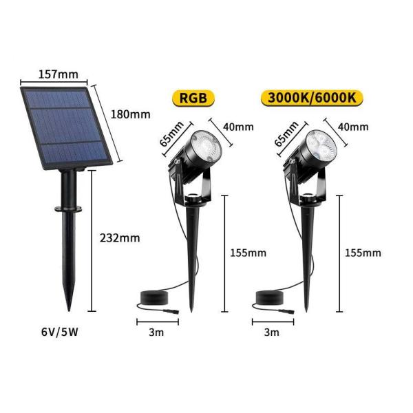 Cool White/Warm White/Multi Color Solar Landscape Spotlights for Garden Path Lighting