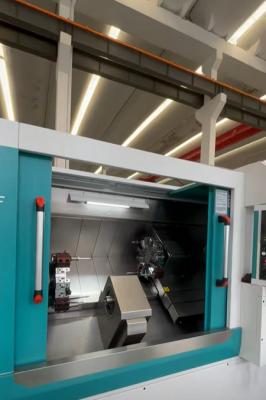 Dual Head Inclined Bed CNC Horizontal Lathe Machine With 12 Station Servo Turrets