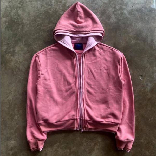 Custom Hoodies Heavy Weight Cotton French Terry Cropped Boxy Double Three Layers Zipper Hoodie for Men