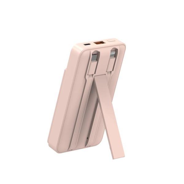 10000mAh Multi Device Power Bank Wireless Charging Built In Cable For IPhone / Android