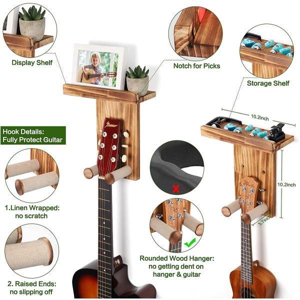 Custom Wall Mount Holder Guitar Hanger Shelf for Home Decoration Single Tier Design