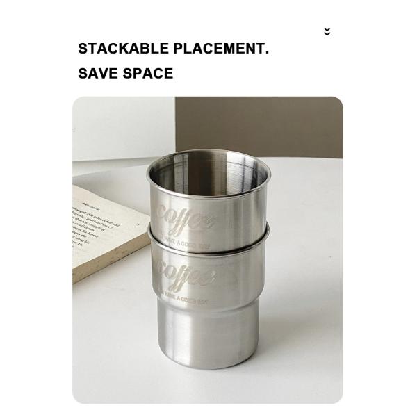 Stainless Steel Camping Coffee Cup with Folding Handle and Sustainable Materials