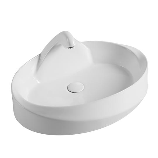 Modern Luxury Oval Art Basin High Quality Porcelain Gold Black Hand Wash Sink Single-Hole Faucet Mount Counter Top Drainer