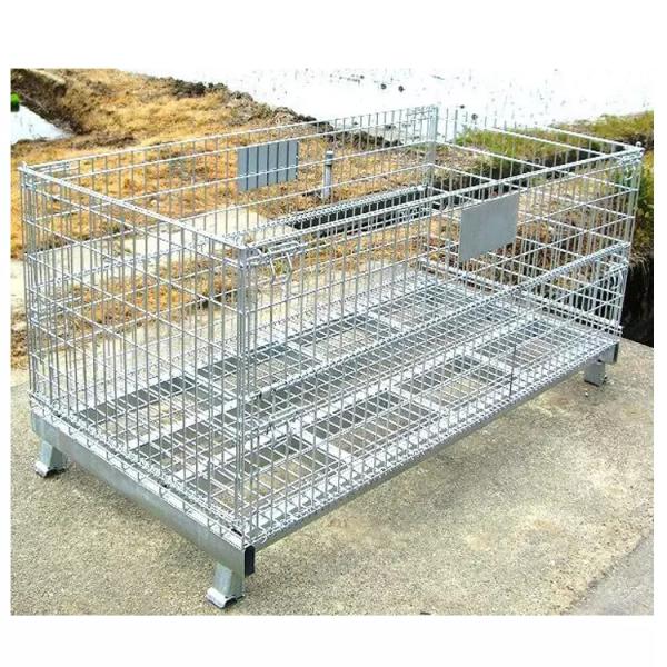 Long Folding 4.8mm Wire Mesh Storage Containers Steel Metal Box Warehouse