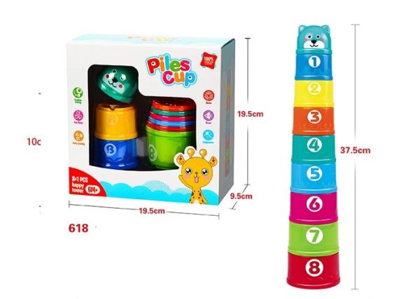 Educational Colorful Baby Stacking Toys With Flower Shape Plastic Cups