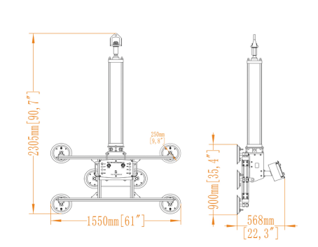 Stably Vacuum Lifts Hoists 4 Meter Track Length , Glass Lifting Equipment CF Approved